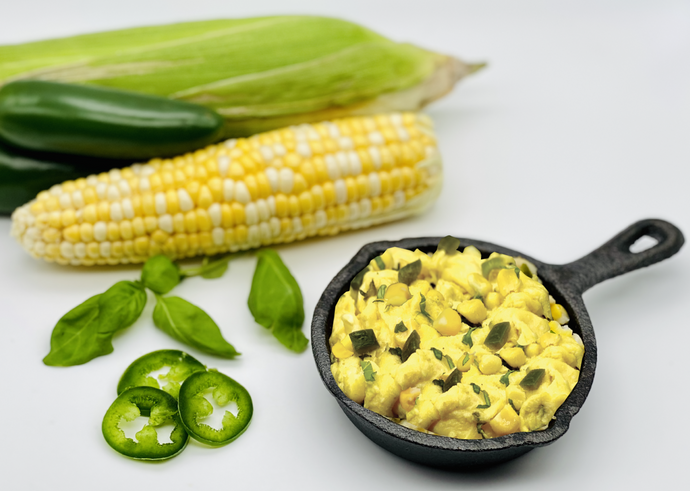 Quick scrambled eggs made with Corn, Jalapeno and basil Egg Kit. Four different flavors of 1Eatz Egg Kit, single serving packs for quick egg breakfast or easy meals (4679165935752)